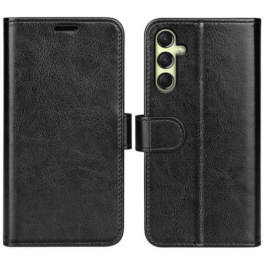 For Samsung Galaxy A16 5G / A16 4G Wallet Case Crazy Horse Texture Stand Leather Phone Cover - Black
