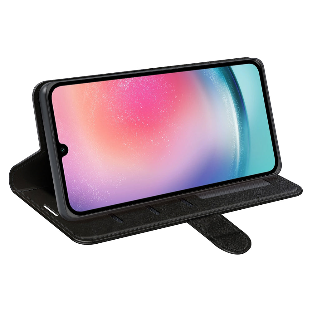 For Samsung Galaxy A16 5G / A16 4G Wallet Case Crazy Horse Texture Stand Leather Phone Cover - Black