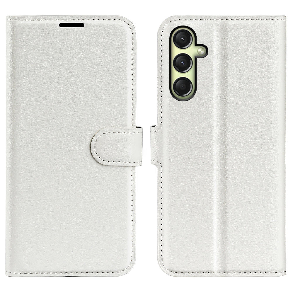 For Samsung Galaxy A16 5G / A16 4G Case Litchi Texture Shockproof Leather Wallet Phone Cover - White