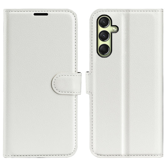 For Samsung Galaxy A16 5G / A16 4G Case Litchi Texture Shockproof Leather Wallet Phone Cover - White