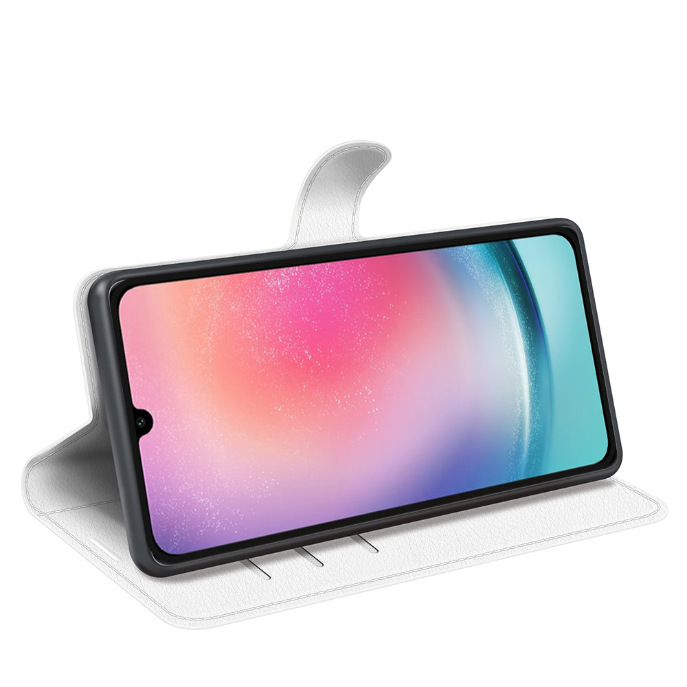 For Samsung Galaxy A16 5G / A16 4G Case Litchi Texture Shockproof Leather Wallet Phone Cover - White