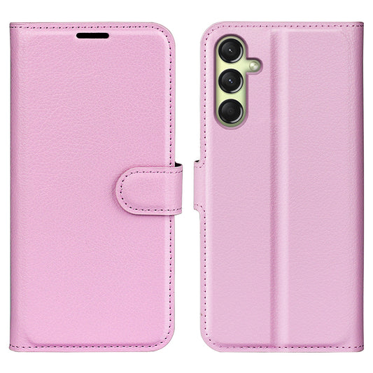 For Samsung Galaxy A16 5G / A16 4G Case Litchi Texture Shockproof Leather Wallet Phone Cover - Pink