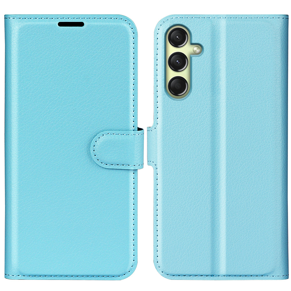 For Samsung Galaxy A16 5G / A16 4G Case Litchi Texture Shockproof Leather Wallet Phone Cover - Blue
