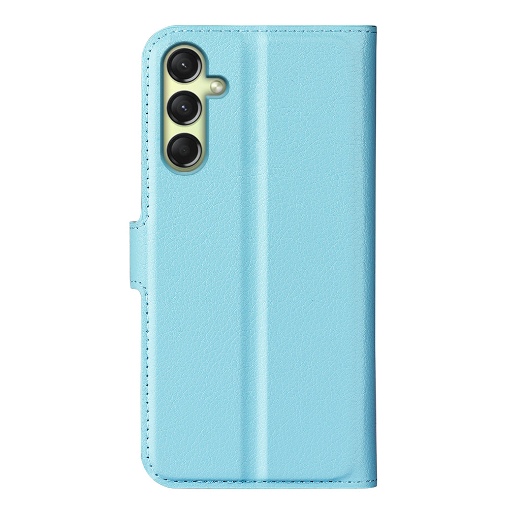 For Samsung Galaxy A16 5G / A16 4G Case Litchi Texture Shockproof Leather Wallet Phone Cover - Blue