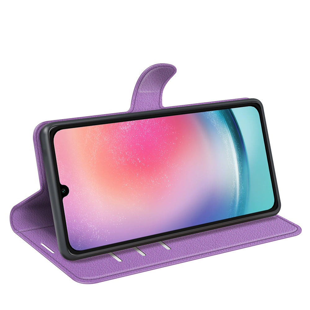 For Samsung Galaxy A16 5G / A16 4G Case Litchi Texture Shockproof Leather Wallet Phone Cover - Purple