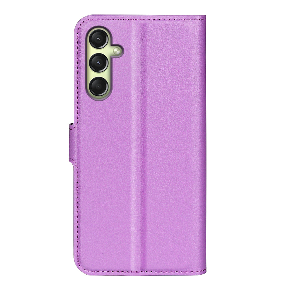 For Samsung Galaxy A16 5G / A16 4G Case Litchi Texture Shockproof Leather Wallet Phone Cover - Purple