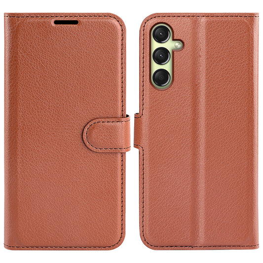 For Samsung Galaxy A16 5G / A16 4G Case Litchi Texture Shockproof Leather Wallet Phone Cover - Brown