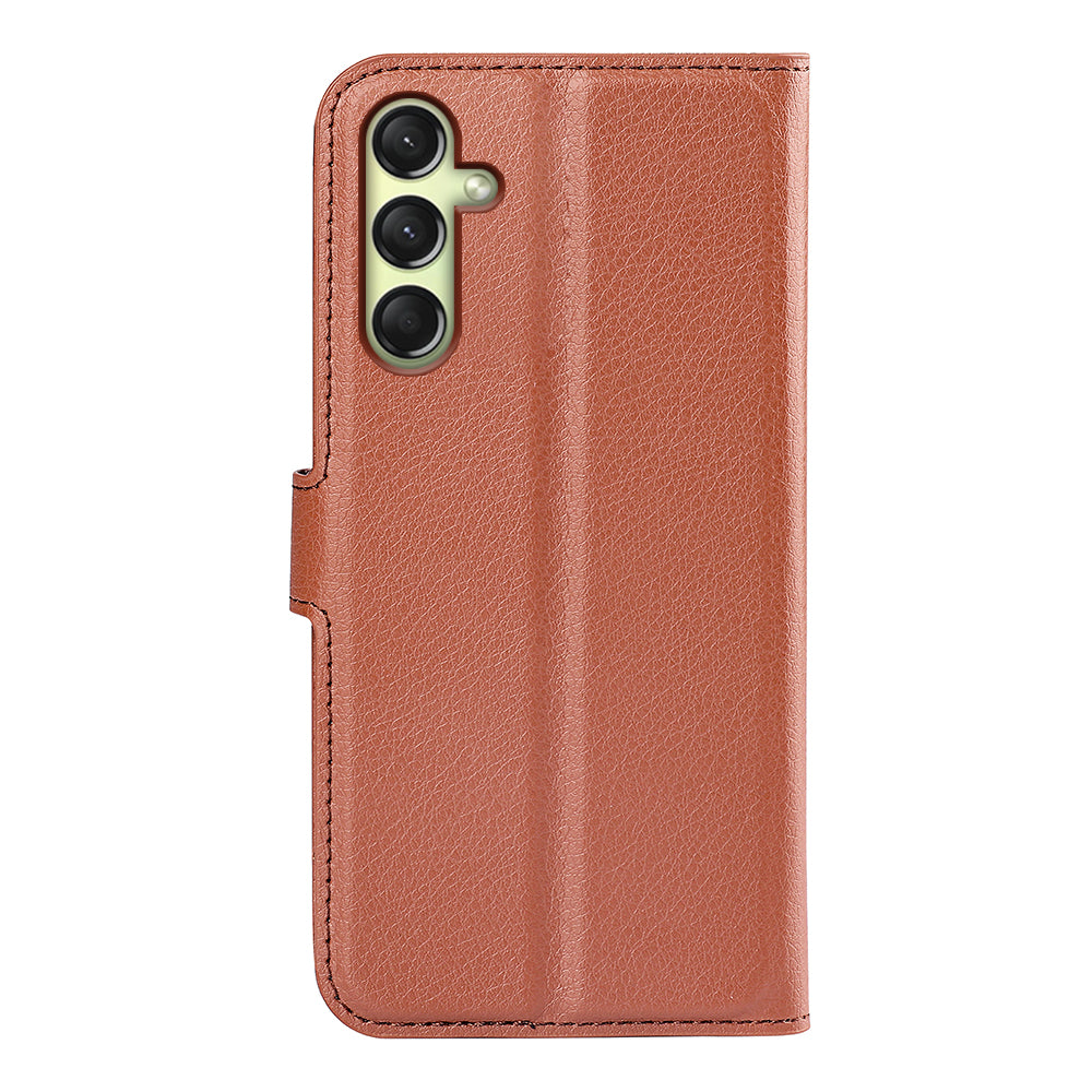 For Samsung Galaxy A16 5G / A16 4G Case Litchi Texture Shockproof Leather Wallet Phone Cover - Brown