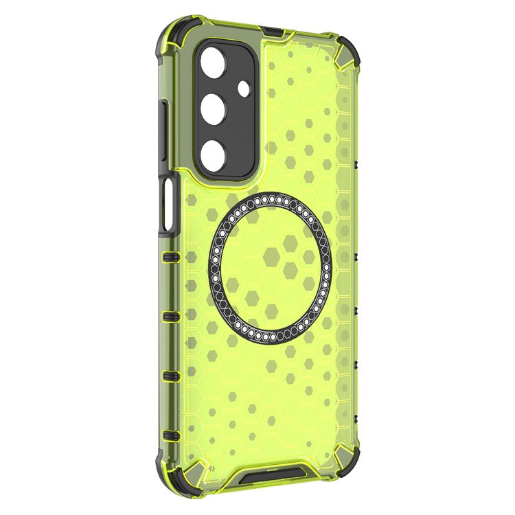 For Samsung Galaxy M35 5G Case Compatible with MagSafe Honeycomb Design TPU+PC Phone Cover - Green