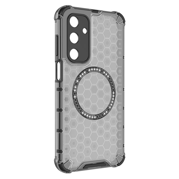 For Samsung Galaxy M35 5G Case Compatible with MagSafe Honeycomb Design TPU+PC Phone Cover - Grey