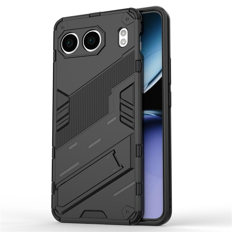 For OnePlus Nord 4 Case PC+TPU Shockproof Phone Cover with Kickstand - Black