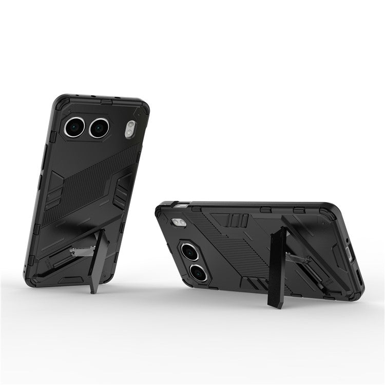 For OnePlus Nord 4 Case PC+TPU Shockproof Phone Cover with Kickstand - Black