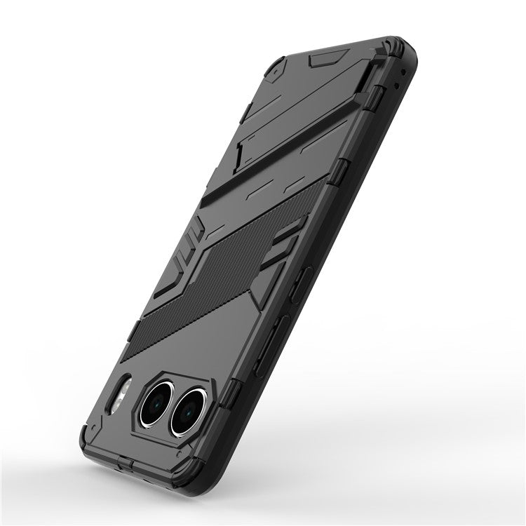 For OnePlus Nord 4 Case PC+TPU Shockproof Phone Cover with Kickstand - Black
