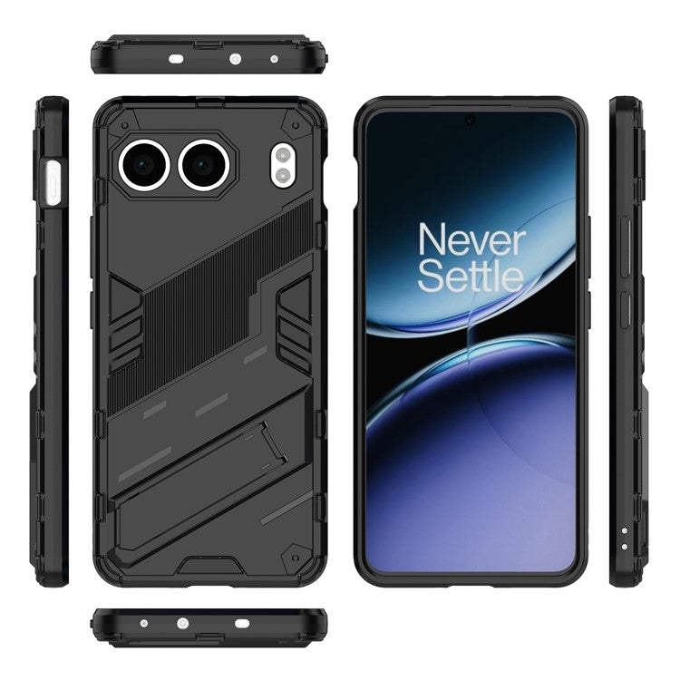 For OnePlus Nord 4 Case PC+TPU Shockproof Phone Cover with Kickstand - Black