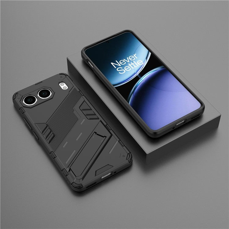 For OnePlus Nord 4 Case PC+TPU Shockproof Phone Cover with Kickstand - Black