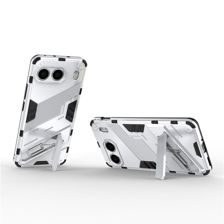 For OnePlus Nord 4 Case PC+TPU Shockproof Phone Cover with Kickstand - White
