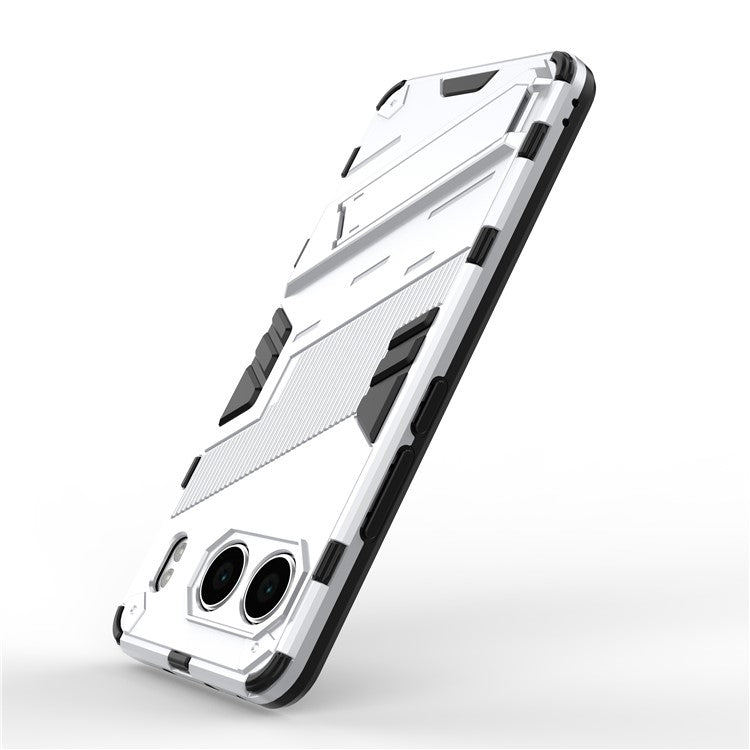 For OnePlus Nord 4 Case PC+TPU Shockproof Phone Cover with Kickstand - White