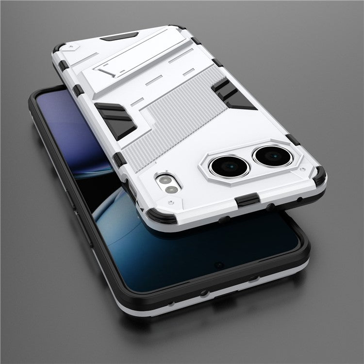 For OnePlus Nord 4 Case PC+TPU Shockproof Phone Cover with Kickstand - White