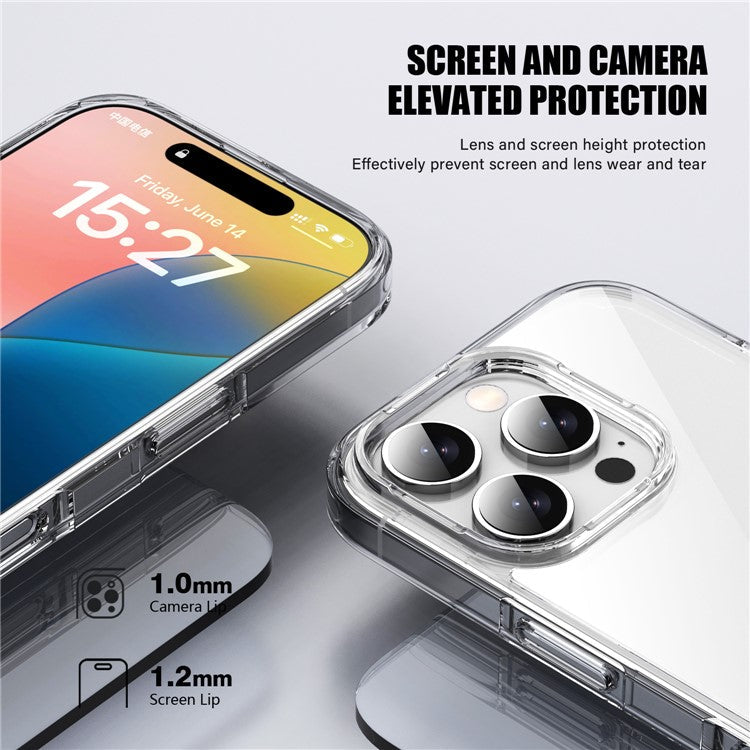 IPAKY For iPhone 16 Pro Clear Phone Case TPU + PC Slim Phone Back Cover - Transparent Blue