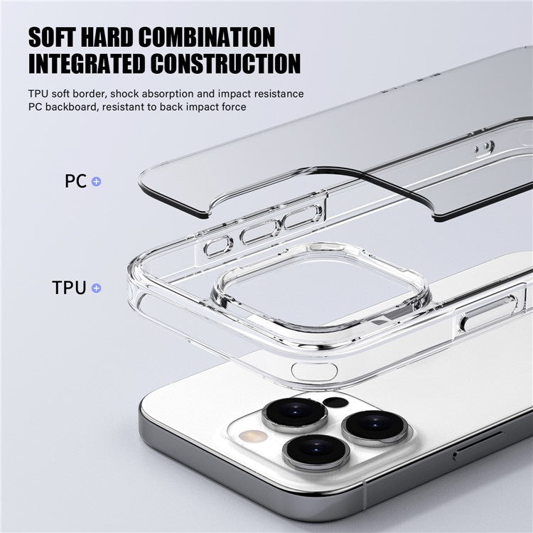 IPAKY For iPhone 16 Pro Clear Phone Case TPU + PC Slim Phone Back Cover - Transparent Blue