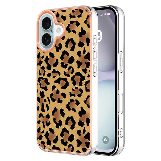 YB IMD Series-16 Style-E For iPhone 16 Plus TPU Case Pattern Printing Phone Back Cover - Leopard Print