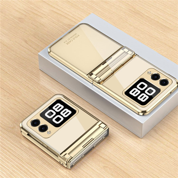 For Huawei nova Flip 5G Case Electroplating PC Folding Phone Cover - Champagne Gold