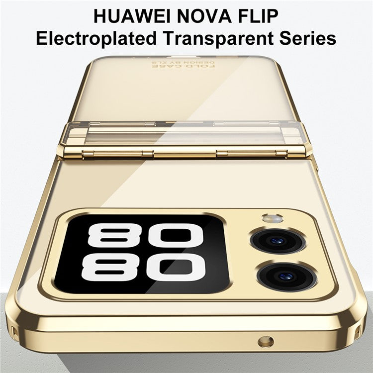 For Huawei nova Flip 5G Case Electroplating PC Folding Phone Cover - Rose Gold