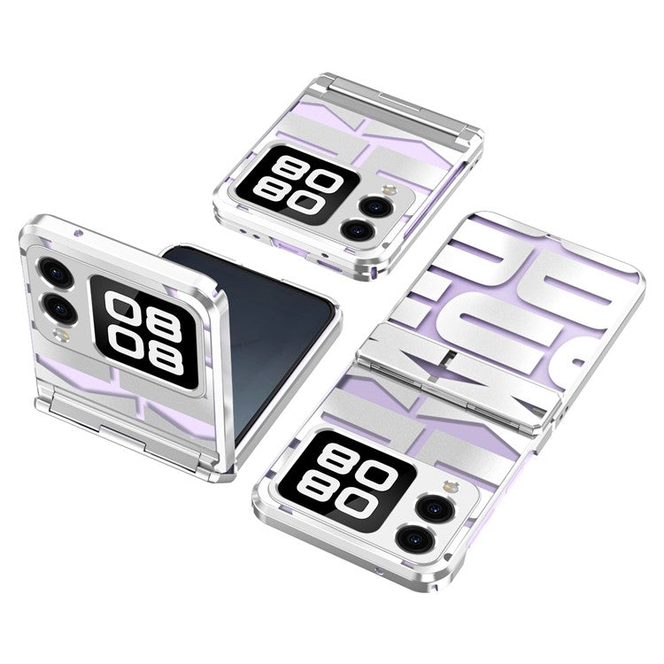 For Huawei nova Flip 5G Case Hard PC Electroplating Phone Cover with Hinge Protection - Silver