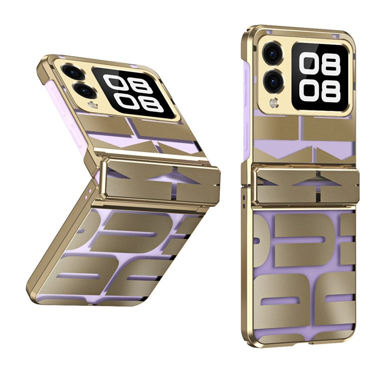 For Huawei nova Flip 5G Case Hard PC Electroplating Phone Cover with Hinge Protection - Champagne Gold