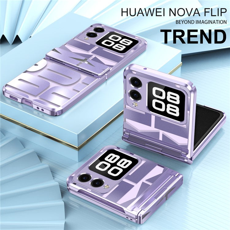 For Huawei nova Flip 5G Case Hard PC Electroplating Phone Cover with Hinge Protection - Black
