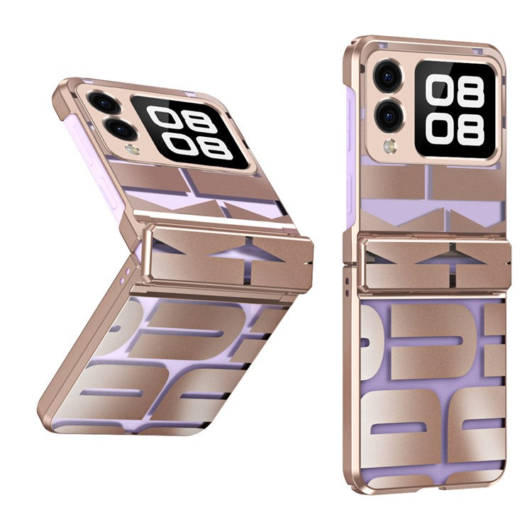 For Huawei nova Flip 5G Case Hard PC Electroplating Phone Cover with Hinge Protection - Rose Gold