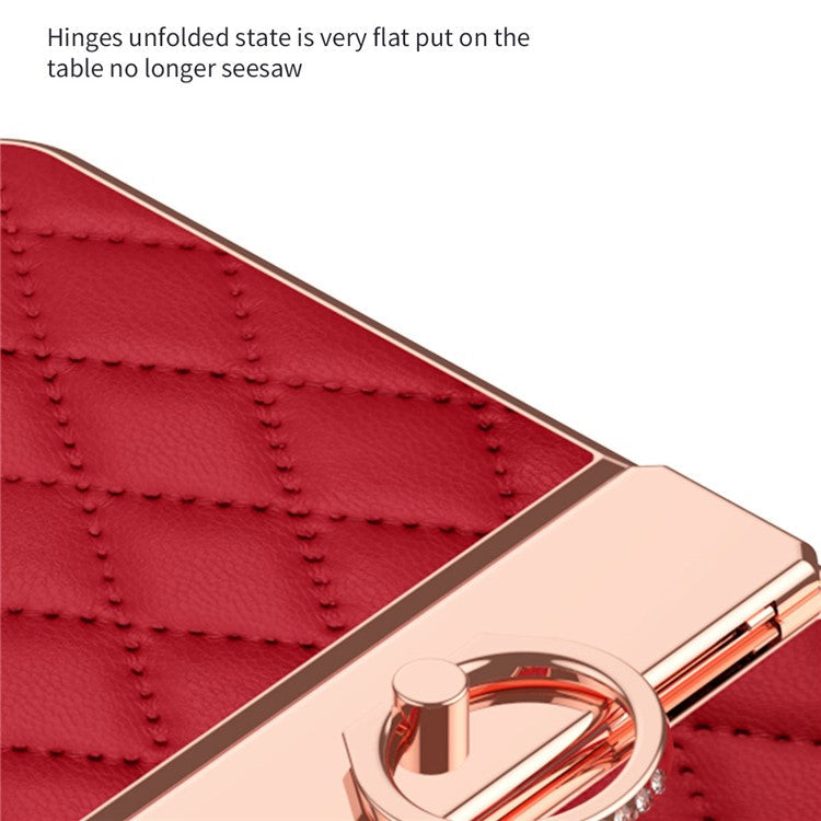 For Huawei nova Flip 5G Case Ring Holder Rhombus Leather+PC Phone Cover - White