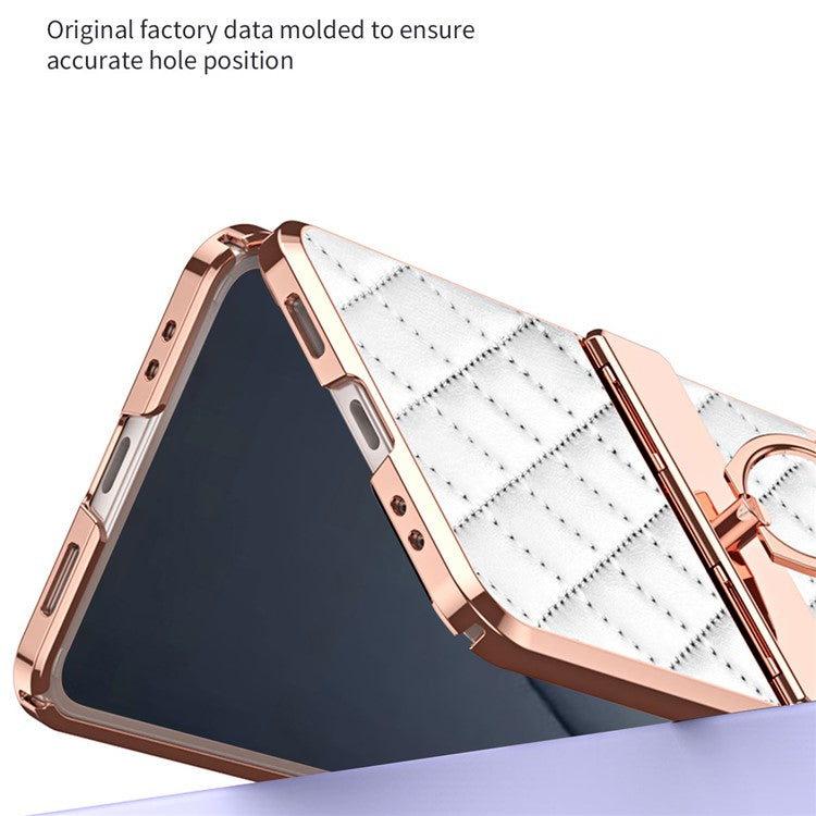 For Huawei nova Flip 5G Case Ring Holder Rhombus Leather+PC Phone Cover - Orange