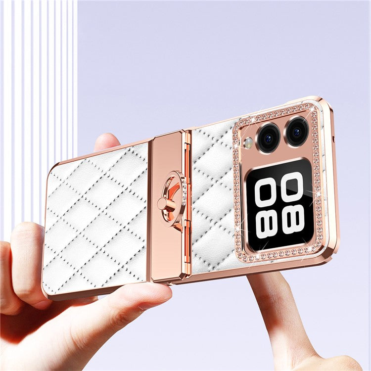 For Huawei nova Flip 5G Case Ring Holder Rhombus Leather+PC Phone Cover - Orange