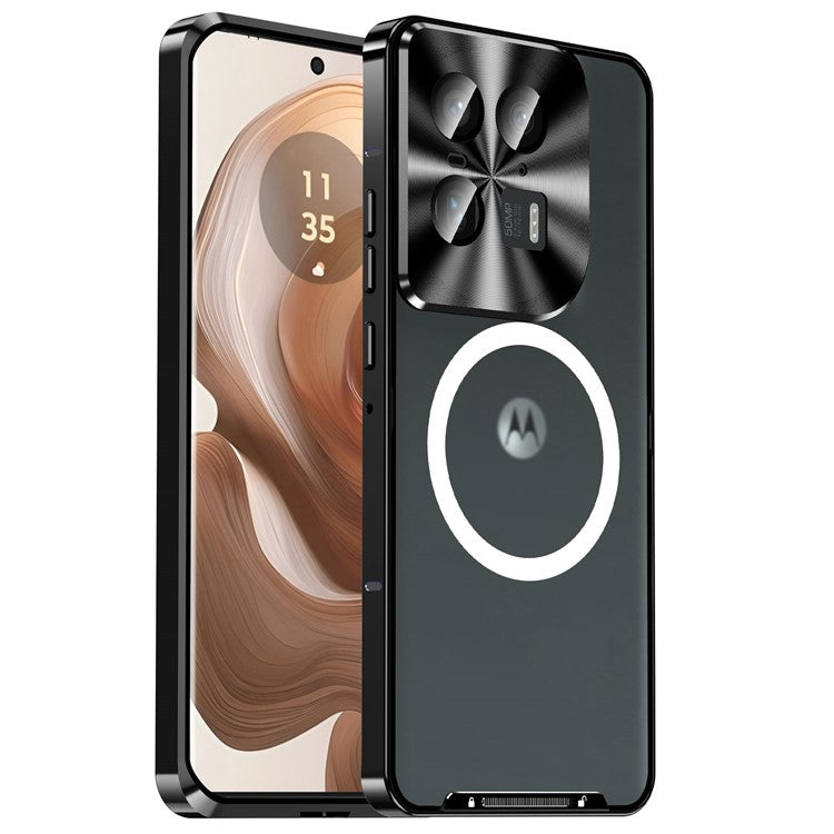 Magic Shield Magnetic Series for Motorola Moto X50 Ultra 5G / Edge 50 Ultra 5G Case Metal+TPU Phone Cover with Lens Guard - Black