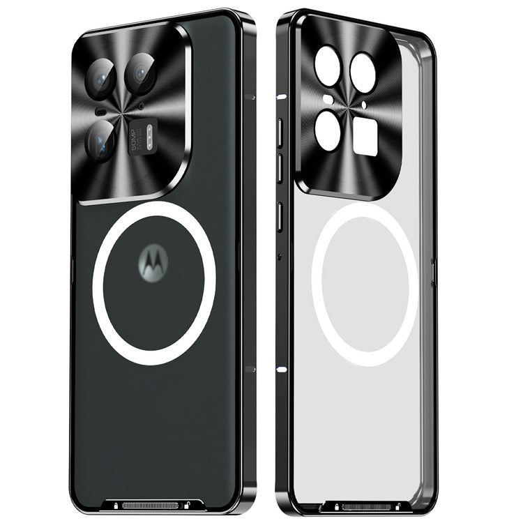 Magic Shield Magnetic Series for Motorola Moto X50 Ultra 5G / Edge 50 Ultra 5G Case Metal+TPU Phone Cover with Lens Guard - Black