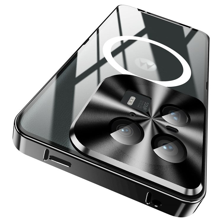 Magic Shield Magnetic Series for Motorola Moto X50 Ultra 5G / Edge 50 Ultra 5G Case Metal+TPU Phone Cover with Lens Guard - Black