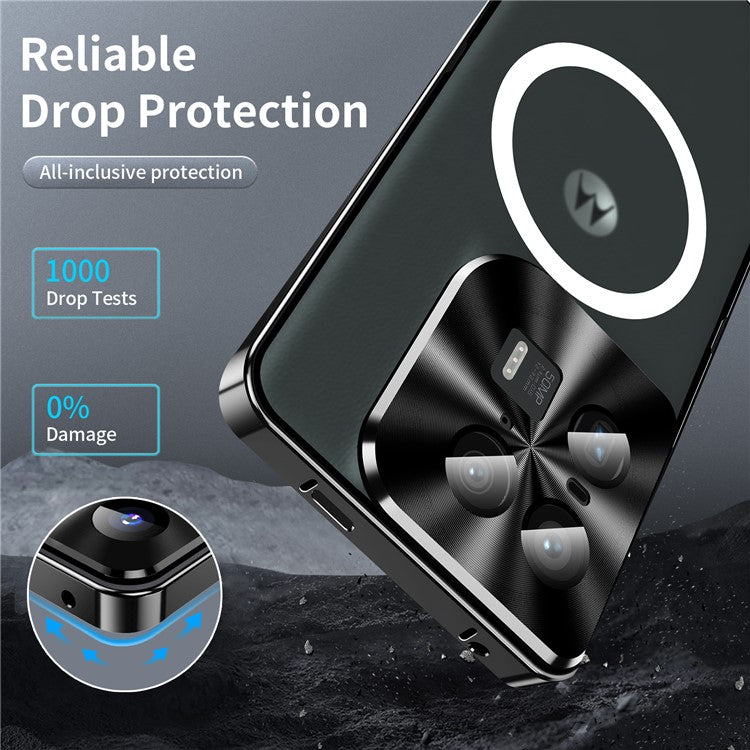 Magic Shield Magnetic Series for Motorola Moto X50 Ultra 5G / Edge 50 Ultra 5G Case Metal+TPU Phone Cover with Lens Guard - Black