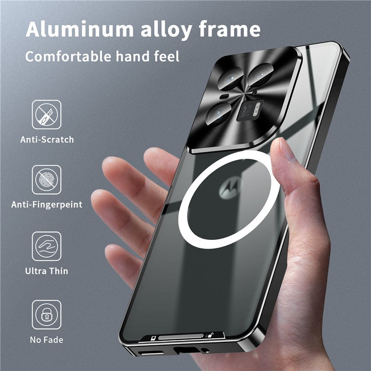 Magic Shield Magnetic Series for Motorola Moto X50 Ultra 5G / Edge 50 Ultra 5G Case Metal+TPU Phone Cover with Lens Guard - Black