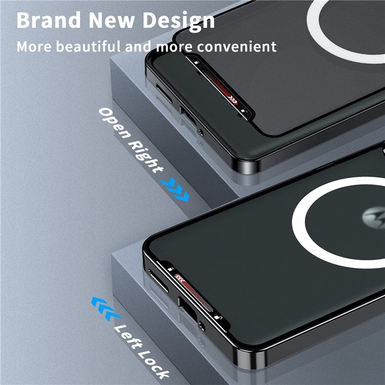 Magic Shield Magnetic Series for Motorola Moto X50 Ultra 5G / Edge 50 Ultra 5G Case Metal+TPU Phone Cover with Lens Guard - Black
