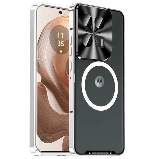 Magic Shield Magnetic Series for Motorola Moto X50 Ultra 5G / Edge 50 Ultra 5G Case Metal+TPU Phone Cover with Lens Guard - Silver