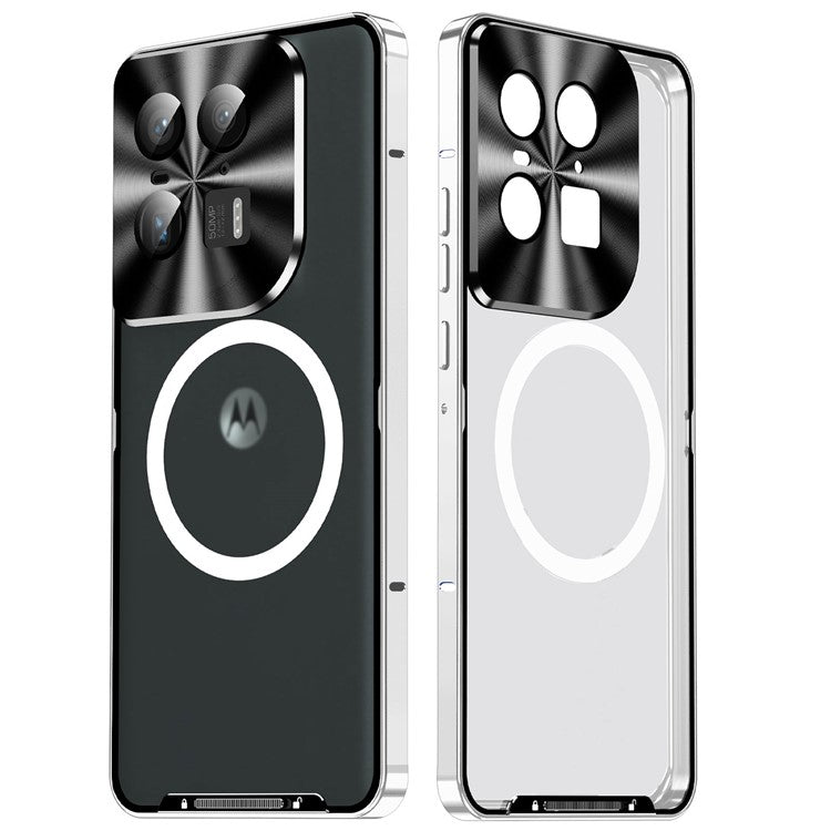 Magic Shield Magnetic Series for Motorola Moto X50 Ultra 5G / Edge 50 Ultra 5G Case Metal+TPU Phone Cover with Lens Guard - Silver
