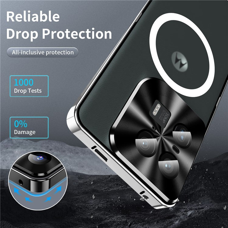 Magic Shield Magnetic Series for Motorola Moto X50 Ultra 5G / Edge 50 Ultra 5G Case Metal+TPU Phone Cover with Lens Guard - Silver