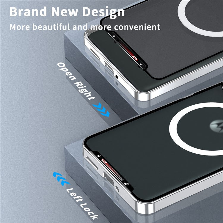 Magic Shield Magnetic Series for Motorola Moto X50 Ultra 5G / Edge 50 Ultra 5G Case Metal+TPU Phone Cover with Lens Guard - Silver