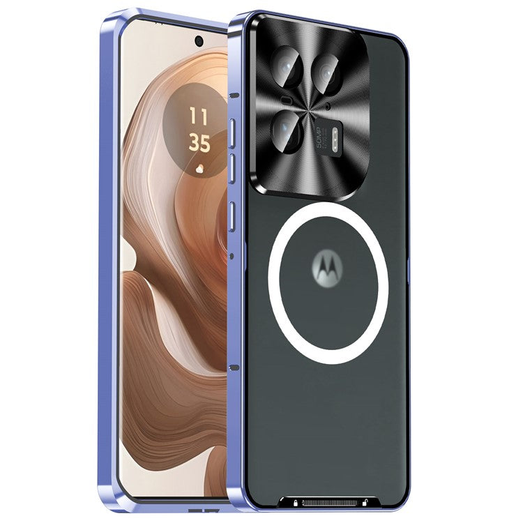 Magic Shield Magnetic Series for Motorola Moto X50 Ultra 5G / Edge 50 Ultra 5G Case Metal+TPU Phone Cover with Lens Guard - Purple