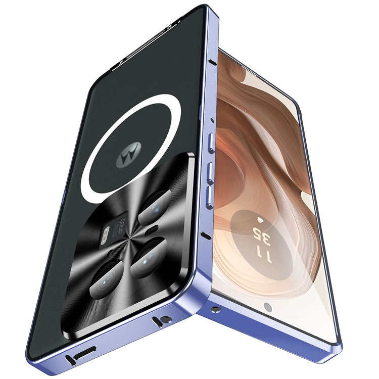 Magic Shield Magnetic Series for Motorola Moto X50 Ultra 5G / Edge 50 Ultra 5G Case Metal+TPU Phone Cover with Lens Guard - Purple