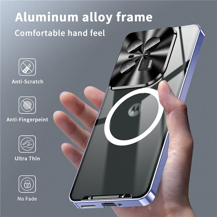 Magic Shield Magnetic Series for Motorola Moto X50 Ultra 5G / Edge 50 Ultra 5G Case Metal+TPU Phone Cover with Lens Guard - Purple