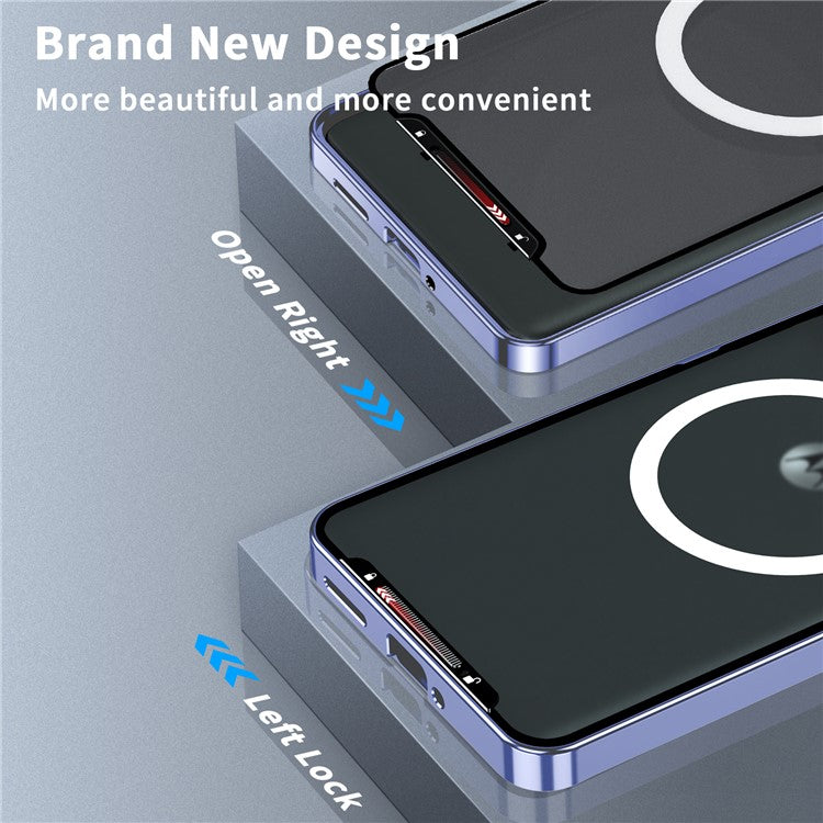 Magic Shield Magnetic Series for Motorola Moto X50 Ultra 5G / Edge 50 Ultra 5G Case Metal+TPU Phone Cover with Lens Guard - Purple