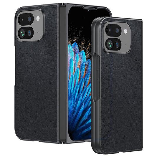 For Google Pixel 9 Pro Fold 5G Case PU Leather Coated PC Anti-Drop Folding Phone Cover - Black