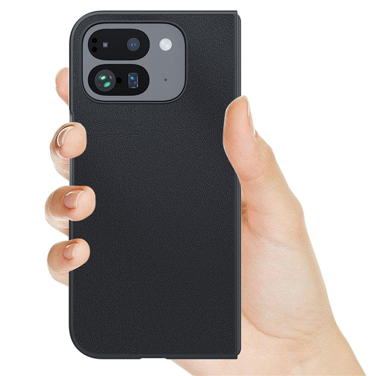 For Google Pixel 9 Pro Fold 5G Case PU Leather Coated PC Anti-Drop Folding Phone Cover - Black